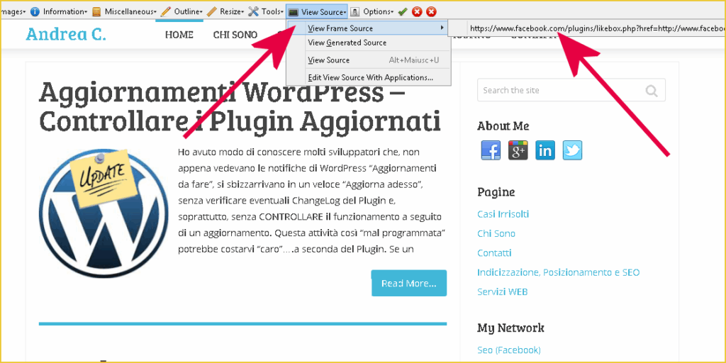Visualizzare Nome.html della Pagina (Frame) in Firefox
