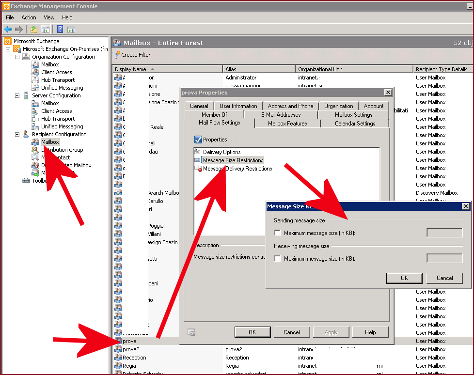 Exchange Message size exceeds fixed maximum message size
