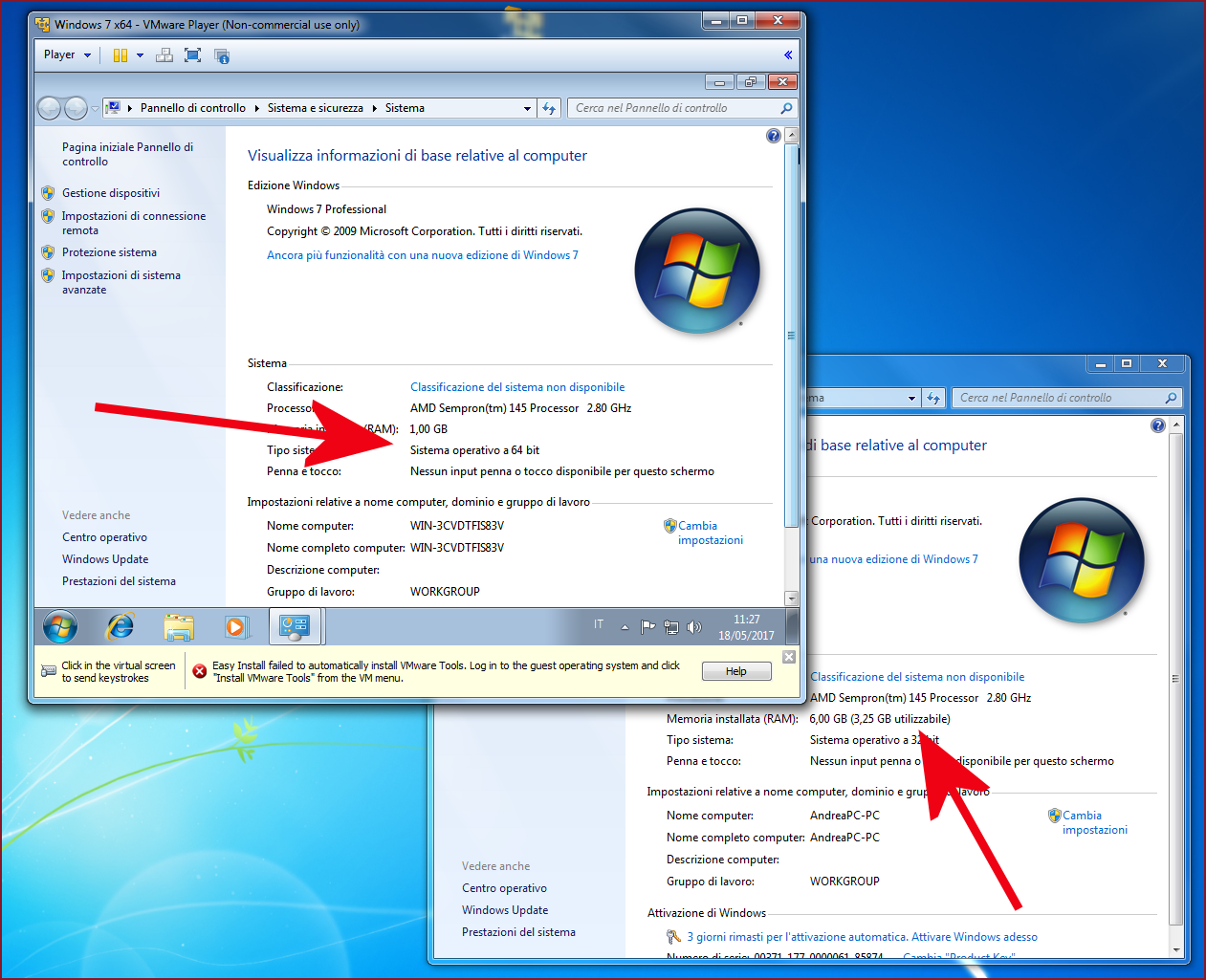 virtualizzare un sistema a 64 bit su host a 32 bit